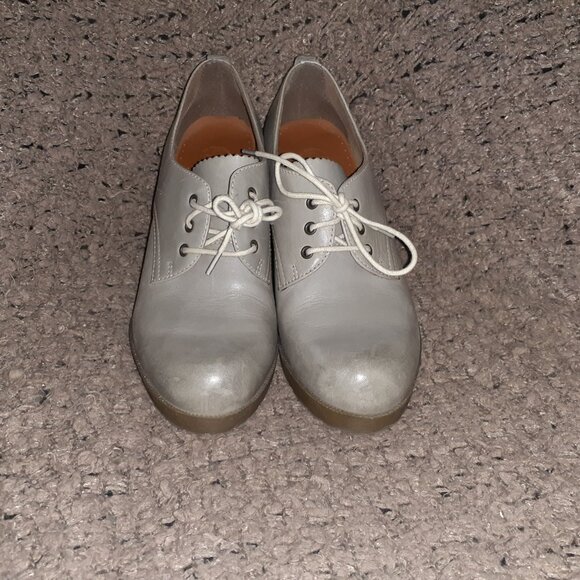 DOC DR. MARTENS-Mimi Wedge-Grey Smooth Leather-Slightly Distressed Look-Sz 8-EX - Picture 3 of 8